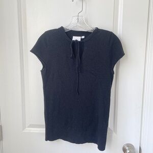 Anthropologie Black Wool Tie-Front Sweater